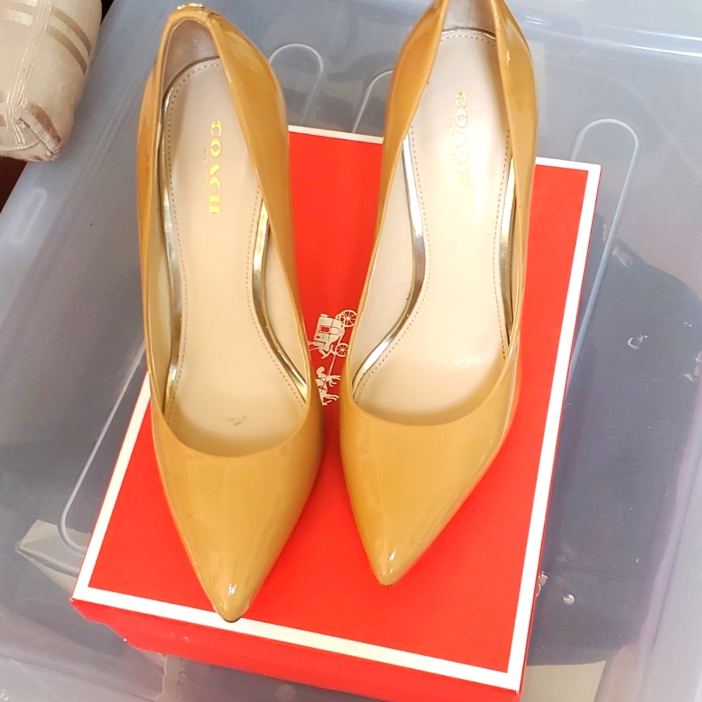 Coach heels only worn in the office. Patent leather size 7. 5